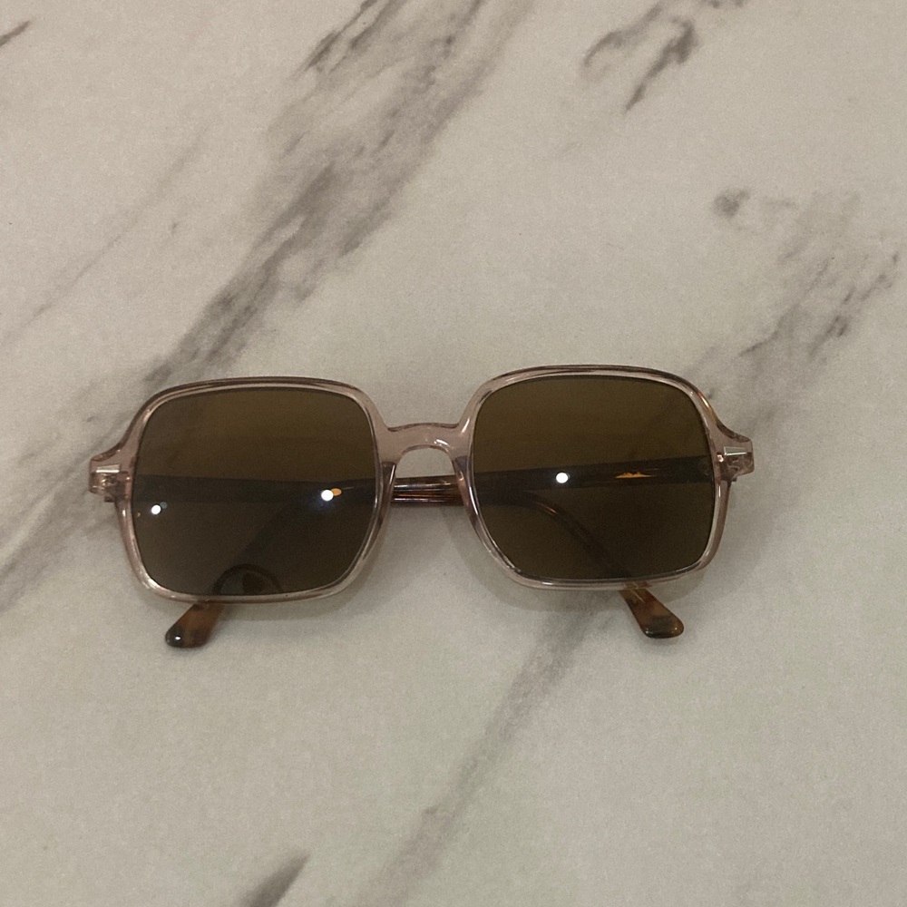 Brown Square Sunglasses with Light Pink Frame - Picture 2 of 16